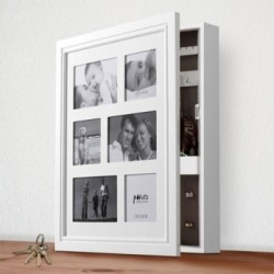 Armoire Coffret à Bijoux en Bois avec Porte-Photo Multiple