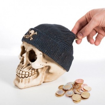 Tirelire Tête de Mort avec Bonnet de Pirate