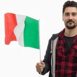 Drapeau de l'Italie avec Manche (46 x 30 cm)