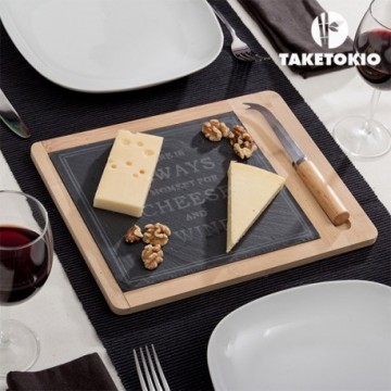 Plateau à Fromages en Bambou avec Ardoise TakeTokio (2 pièces)