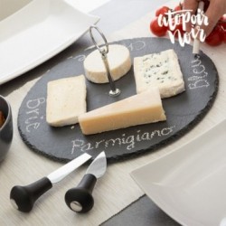 Plateau en Ardoise Circulaire pour Fromages avec Accessoires Atopoir Noir