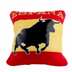 Coussin Drapeau Espagne avec Taureau 30 x 30 cm