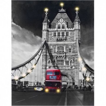 Tableau Tower Bridge avec Led en Tissu de Lin 60 x 80 cm