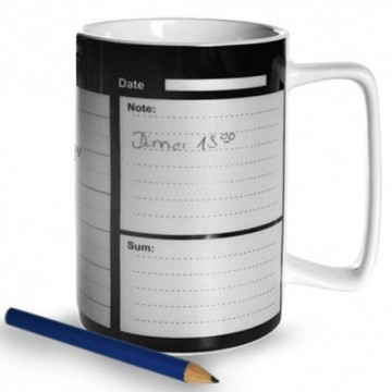 Tasse Porcelaine Calendrier Hebdomadaire + Crayon