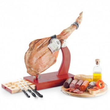 Lot de Jambon + Chorizo + Saucisson + Soubressade + Boudin + Support à Jambon Senior + Accessoires