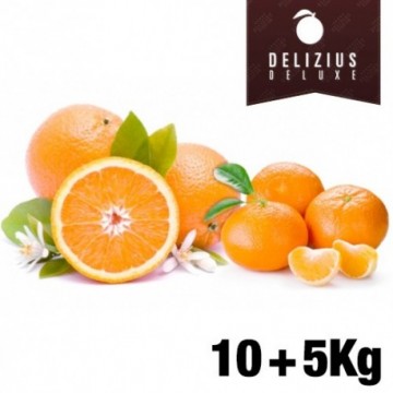 Lot d'Oranges et de Mandarines Deluxe (Orange Naveline 10 kg + Mandarine Clemenules 5 kg)