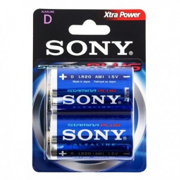 Piles alcalines plus Sony D LR20 1,5V AM1 (pack de 2)