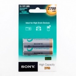 Piles Rechargables Sony Ni-MH AA 2700 mA 1,2V (pack de 2)