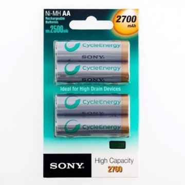 Piles rechargeables Sony Ni-MH AA 2700 mA 1,2V (pack de 4)