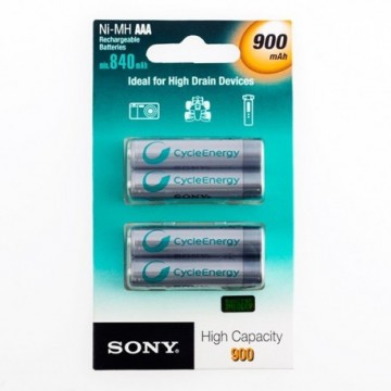 Piles rechargeables Sony Ni-MH AAA 900 mA 1,2V (pack de 4)